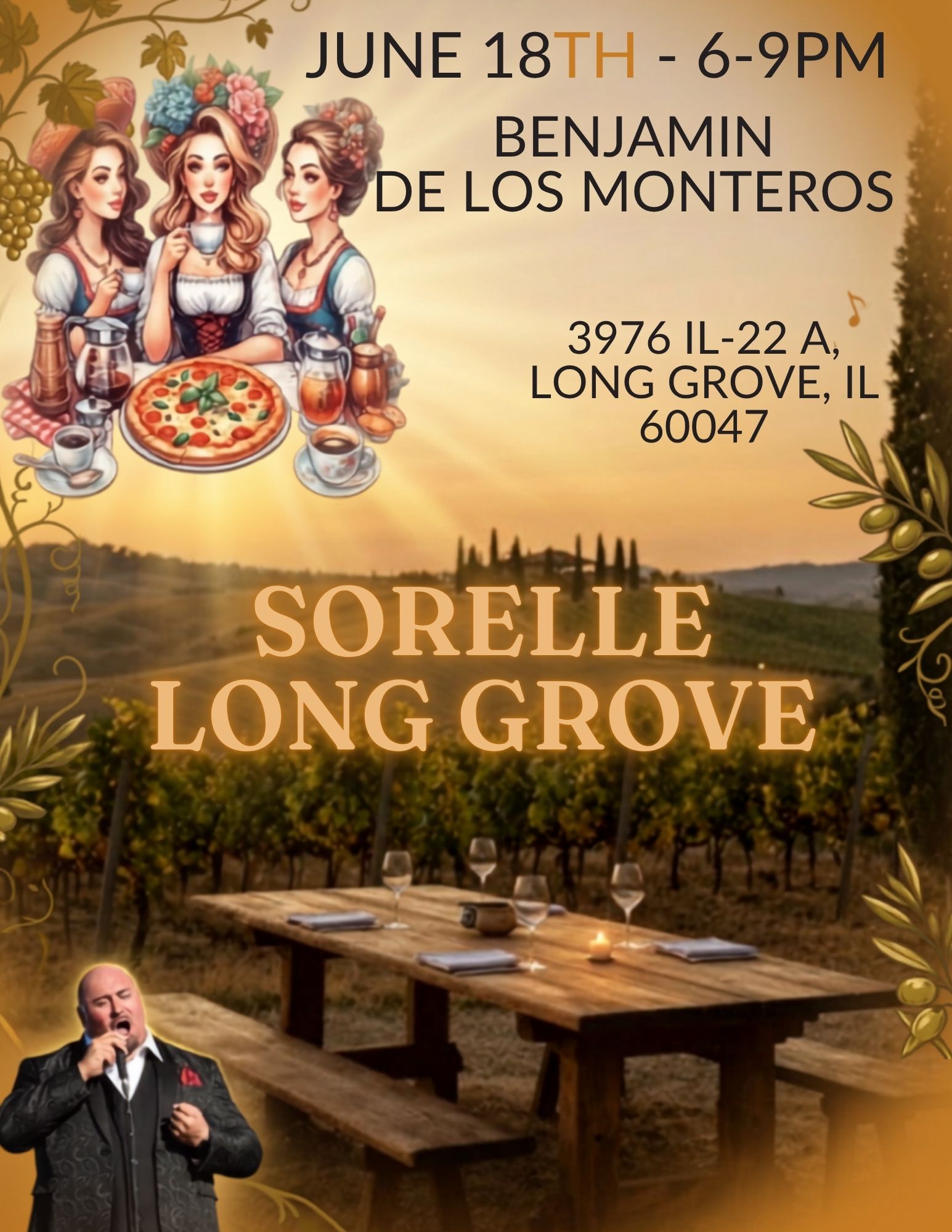 Benjamin De Los Monteros live in Long Grove, IL June 18th 6-9pm